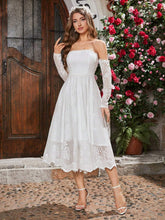 Double Crazy Ladies' Solid Color Off Shoulder Lace Party Dress